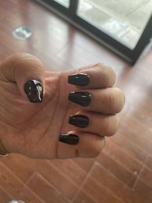 Black "coffin" nails.