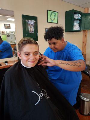 Adri is the BEST!!!!! Ask for her. Shes great! She loves kids and her cuts are fantastic!