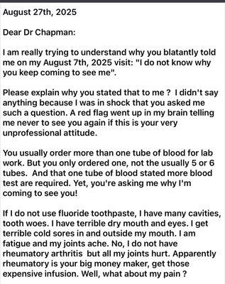 Stay away from Dr Jessica Chapman, Rheumatologist