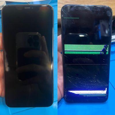Before and after. iPhone 11 Pro Max. 15 minutes repair