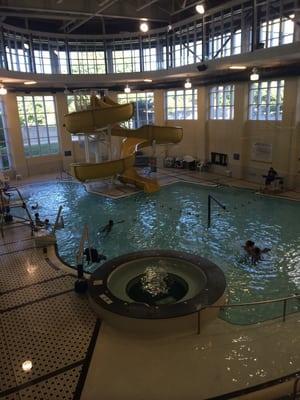 Leisure pool with slide and jacuzzi
