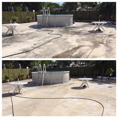 Pressure cleaning concrete deck backyard- Hollywood