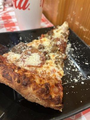 Sausage and cheese pizza