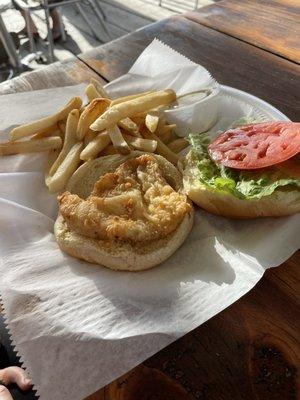 Skinny undercooked haddock sandwich