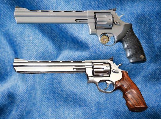 Taurus 608SS with 8" barrel, top is before polish, below is after.