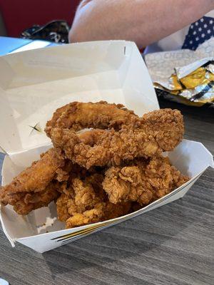 Hand breaded chicken tenders.