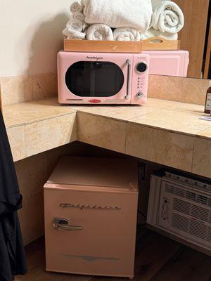 Cute retro microwave and mini fridge!