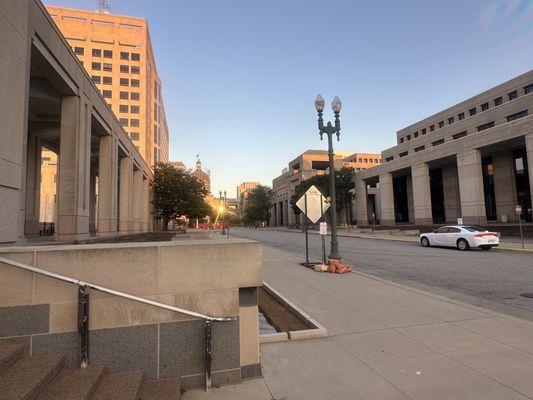 The road between the Indiana Government Center structures that heads toward the Indiana Statehouse aka Indiana State Capitol building!