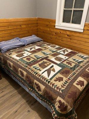 Cabin 1 & 2 have similar set ups. 2 beds. This is bed 1