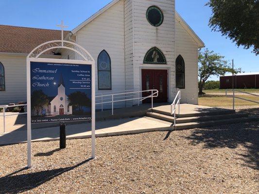 The church that sits in front of the cemetery