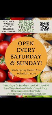 Always looking for approved vendors springgardenfarmmarket@outlook.com