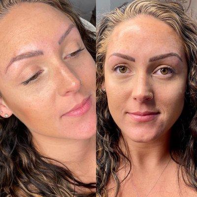 Microblading before and after (previous work not done by me). Book your consultation today!