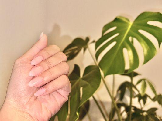 Brand new custom almond shaped acrylic set with shade 54 gel polish. Ask for Henry!