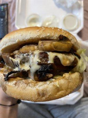 Mushroom Swiss burger