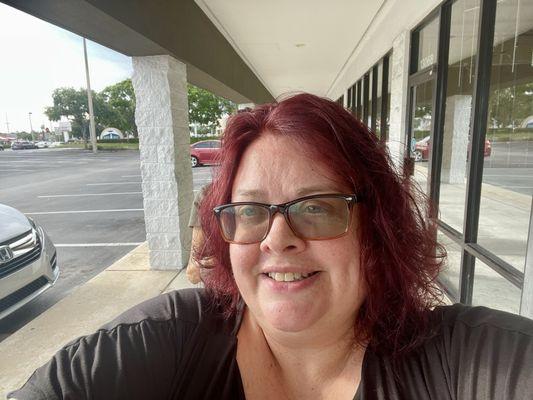 1. Outside, after the cut and color