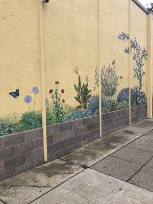 Flowers on a wall.