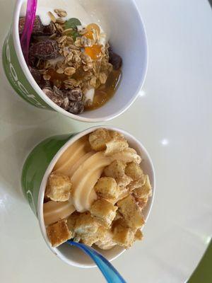 peaches and cream with cheesecake topping