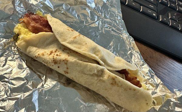 Bacon and egg taco