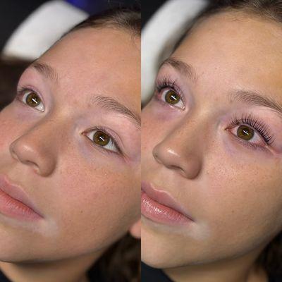 Homecoming ready with her first lash lift and tint