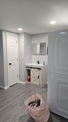 Recessed lights and new outlets for a bathroom