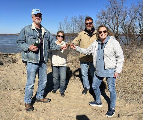 We stopped by the Mississippi River and celebrated the Turpin's 36th anniversary (couple on the left).