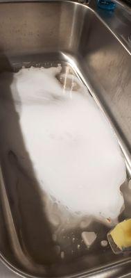 Kitchen sink with dishwasher running