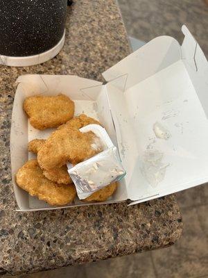 We ordered nuggets and got an already eaten one where someone ate it!!!