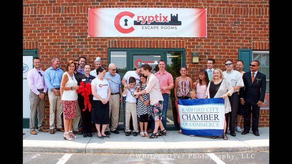 Our Grand Opening ceremony where we "unlocked the chain" instead of cutting a ribbon