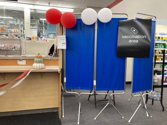 Vaccination area by the pharmacy