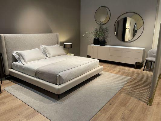 Modern bedroom makeover featuring natural tones, clean lines, and custom finishes--your dream retreat starts here.