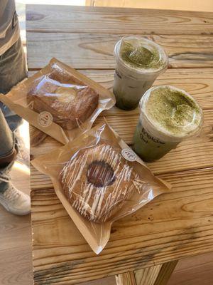 The matcha is really good and the pastries have a nice sweetness to it! Love it def gonna make my go-to place now!
