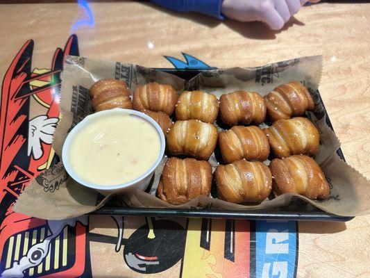 Bavarian pretzels and queso dip