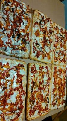 Traditional Sicilian pizza the way my mom made it.