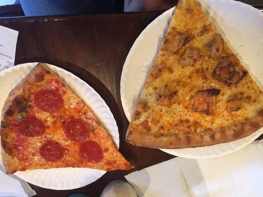 Pepperoni and buffalo chicken