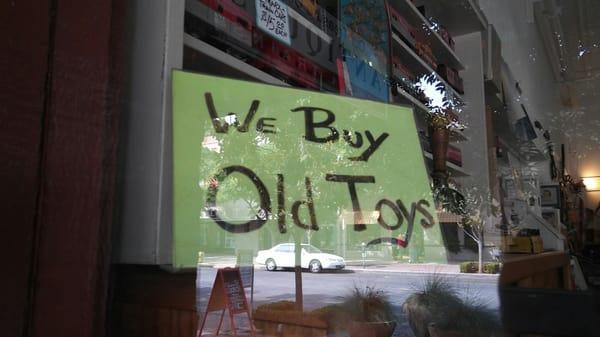 They buy old toys especially train sets.