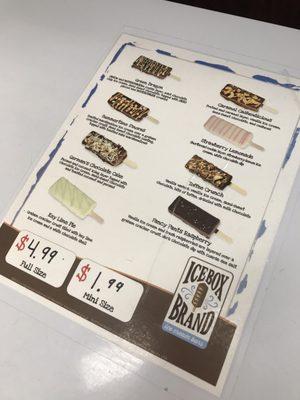 Top of the icebox with the menu listed on top