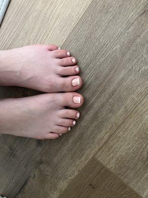 Gel pedicure with french tip