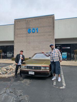 1993 Cadillac Allante wrapped in Gloss Rising Sun. Jane with owner