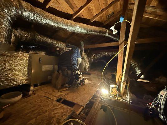 Air Handler relocated to attic and ductwork