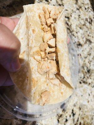 Tacos Al Carbón; it looks like boiled white chicken