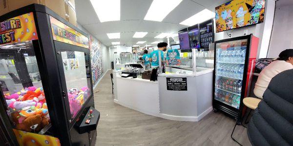 The view from the front door. Tight space for customers. The restroom is at the back of the store.