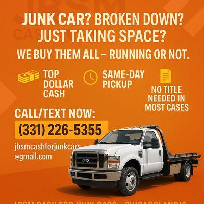 CASH FOR JUNK CARS ! CALL FOR FREE QUOTE NOW !