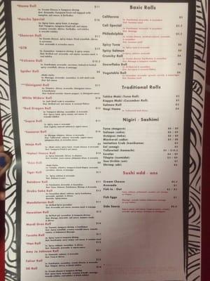 Sushi menu!
