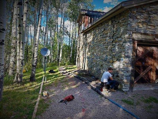 Residential foundation lift and soil stabilization using zero-excavation polyurethane injection technologies.