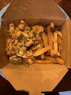 Pecan smoked cauliflower with fries (veggies entree)