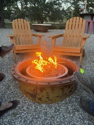 Metal pipe fire pit.