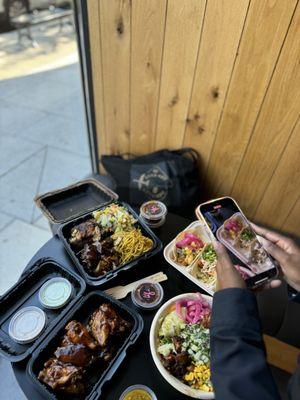 Angry Wings. Jerk Chicken Taco. Brown Stew Chicken.