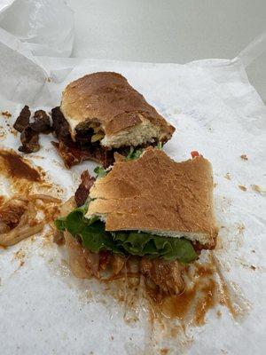 Smokin Chicken and TriTip sandwiches. Half of each.