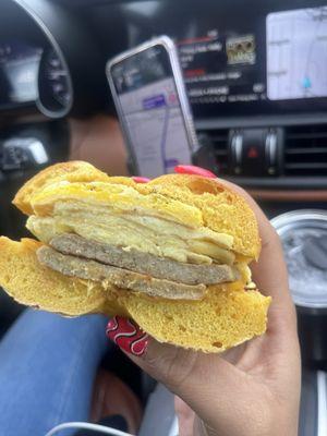 Turkey Sausage and Eggs Sandwich
