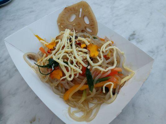 Sweet potato glass noodles with lotus root.